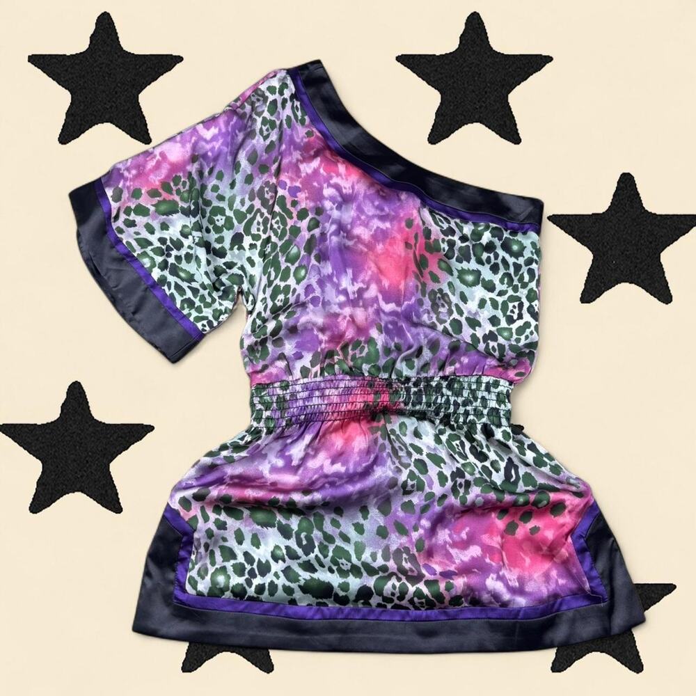 ★ Y2K One Shoulder Leopard Print Blouse ★